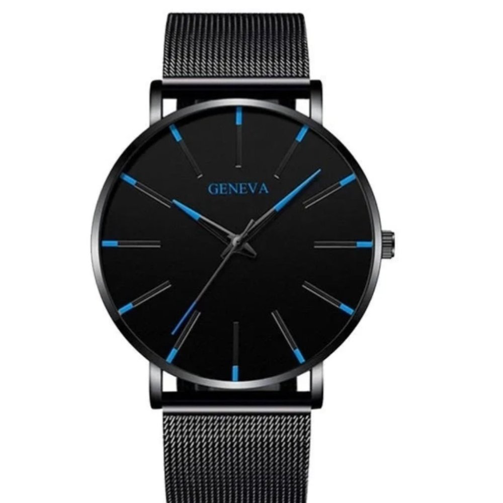Geneva Watch Business Stainless Steel black/blue